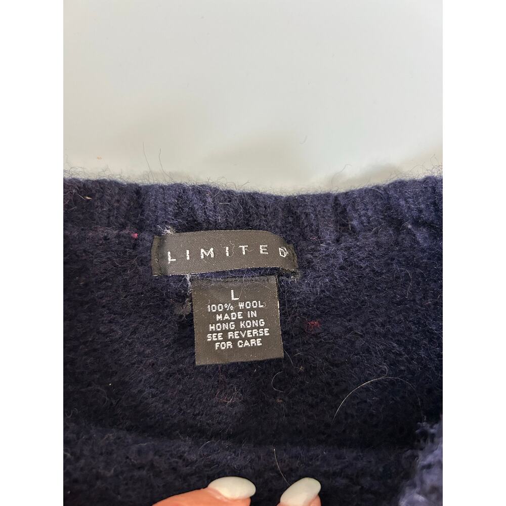 Vintage The Limited American Flag sweater size S 100% wool navy crew neck - Picture 4 of 6